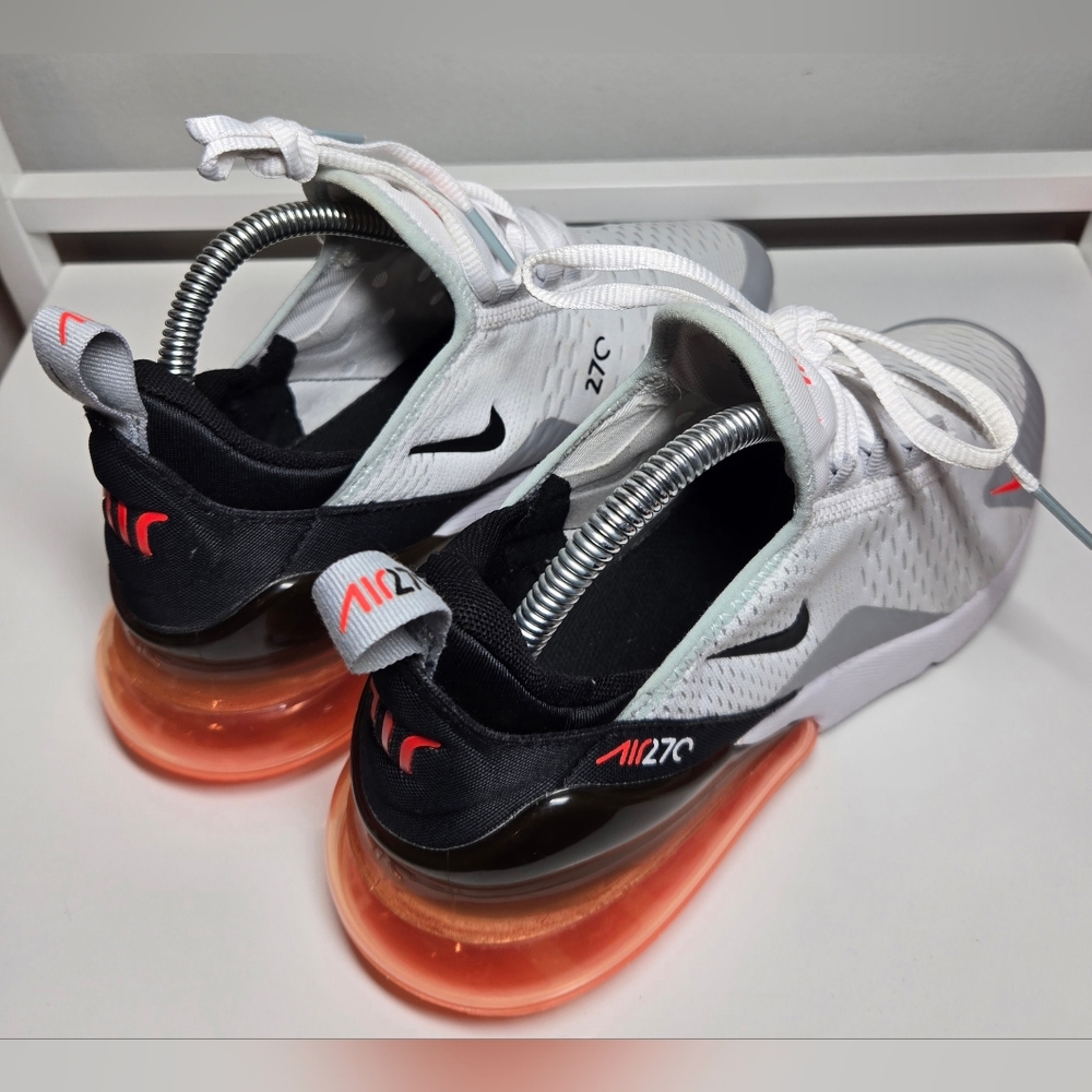 Nike Air Max 270 Women’s Sneakers — White, Gray, Black, Orange Accents - Picture 12 of 13